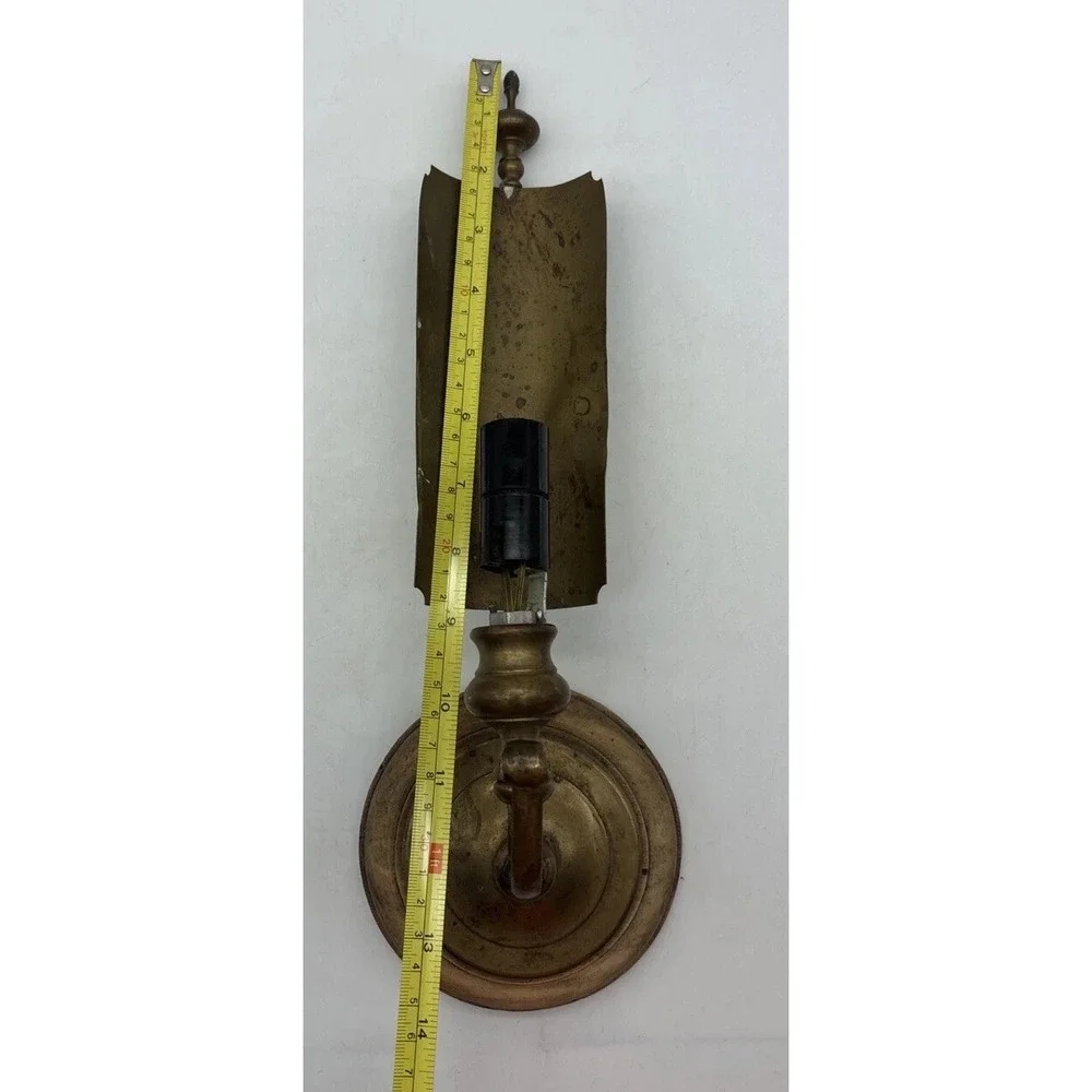 vintage brass wall sconce with a backplate italy Electric